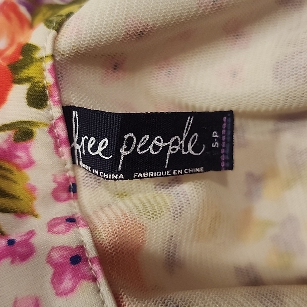 Free People Floral Peach and Purple Mini Dress Small - Picture 12 of 13